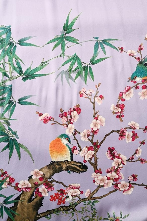Women's Silk Kimono Robe Long Bathrobe Nightgown 100% Mulberry Silk for Women - Classic Floral Pattern