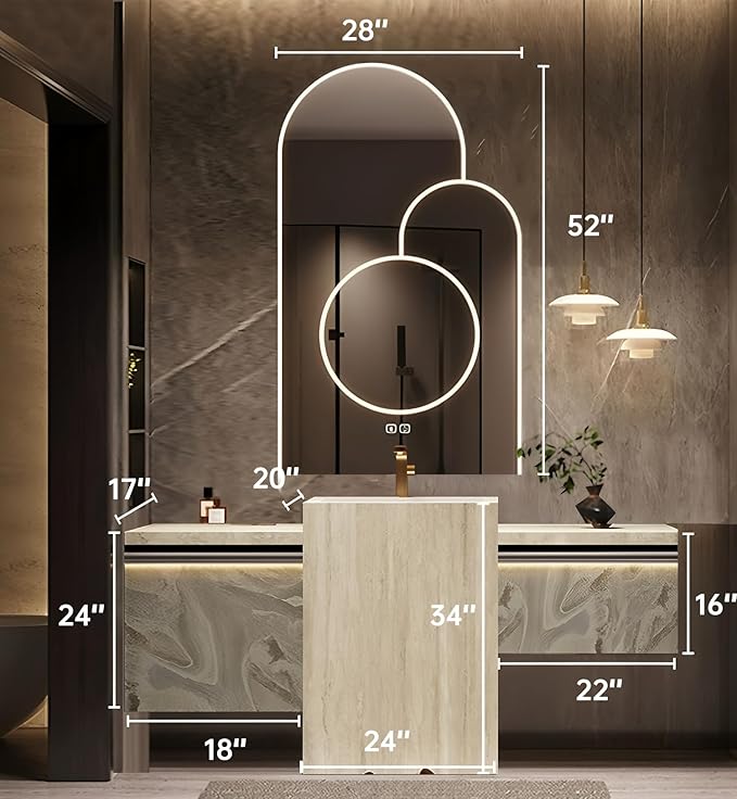 Single Sink Freestanding Bath Vanity, Modern Bath Vanity with LED Smart Mirror, 64IN Solid Wood Floating Bathroom Sink Cabinet with Marble Slate Top and Large Storage Drawer