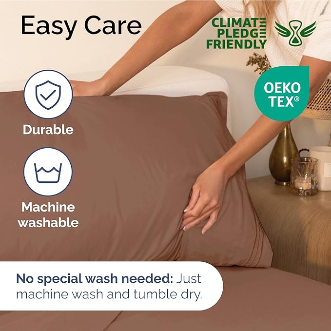 Copper Brown Oeko-Tex Hotel Luxury Durable Bed Sheets - Full Size 4 Piece Sheet Set - Extra Soft, Breathable And Cooling Sheets - Deep Pockets, Easy-Fit & Wrinkle-Free