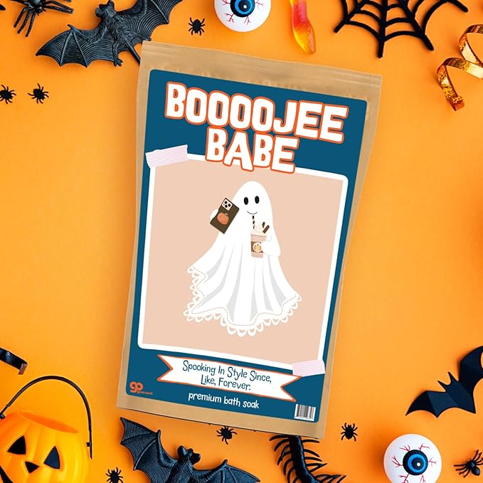 Boojee Babe Bath Soak - Pink Rose Sea Salt Luxury Bath Gift Funny Halloween Gag Gift for Women Cute Ghost Spooky Self-Care Treat