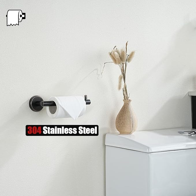 JQK Toilet Paper Holder Oil Rubbed Bronze, 5 Inch 304 Stainless Steel Thick 0.8mm Tissue Paper Dispenser for Bathroom, Hold Mega Rolls Wall Mount, TPH100-ORB