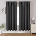 CUCRAF Dark Grey Blackout Curtains 63 inch Length 2 Panels Set, Rod Pocket Room Darkening Drapes for Bedroom Living Room, Insulated Thermal Light Blocking Window Curtain (W52 x L63 Inch)