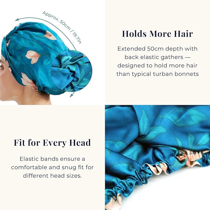 100% Mulberry Silk Bonnet, Double-Layered Hair Bonnet for Sleeping Women, Pure Silk Turban, Night Sleep Hair Wrap