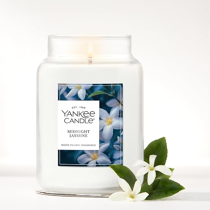 Yankee Candle Midnight Jasmine Scented Candle, 22oz Large Jar with up to 150 Hour Burn Time, Giftable