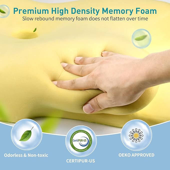 Cervical Pillow for Neck Pain Relief - Ergonomic Pillow for Sleeping Side Sleeper Pillow for Adults, Contour Neck Pillow Cooling Memory Foam Pillows, Orthopedic Bed Pillow for Back Stomach Sleepers