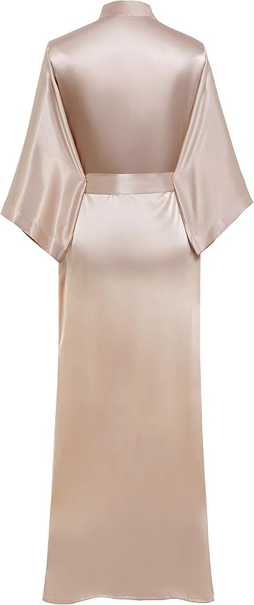 PRODESIGN Satin Kimono Robe Women Long Silky Kimono Bathrobe Sleepwear Wedding Bridesmaid Robe