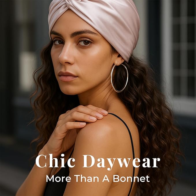 100% Mulberry Silk Bonnet, Double-Layered Hair Bonnet for Sleeping Women, Pure Silk Turban, Night Sleep Hair Wrap