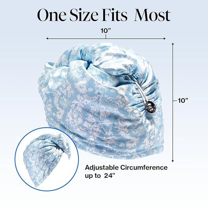 Kitsch Bridgerton x Satin Microfiber Hair Towel Wrap for Women - Super Absorbent, Quick Dry, Anti-Frizz, for Long & Short Hairs, Turbans for Women, Hair Wrap - Toile de Blue