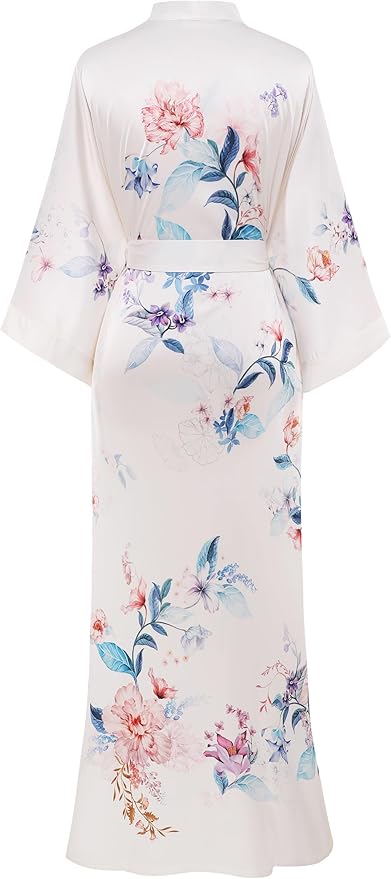 PRODESIGN Kimono Robe for Women - Long Satin Sleepwear Silky Kimono Cover-Up Nightgown Japanese Bathrobe Loungewear Blouse