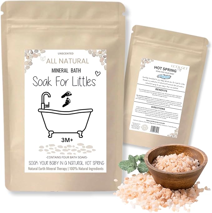 Soak for Littles: Mineral Bath Soak, 100% Organic Natural Earth Minerals, Better Than Oatmeal Bath Baby, Epsom, Oatmeal, or Kids Salts Baths, Soak Your Little One in A Natural Hot Spring