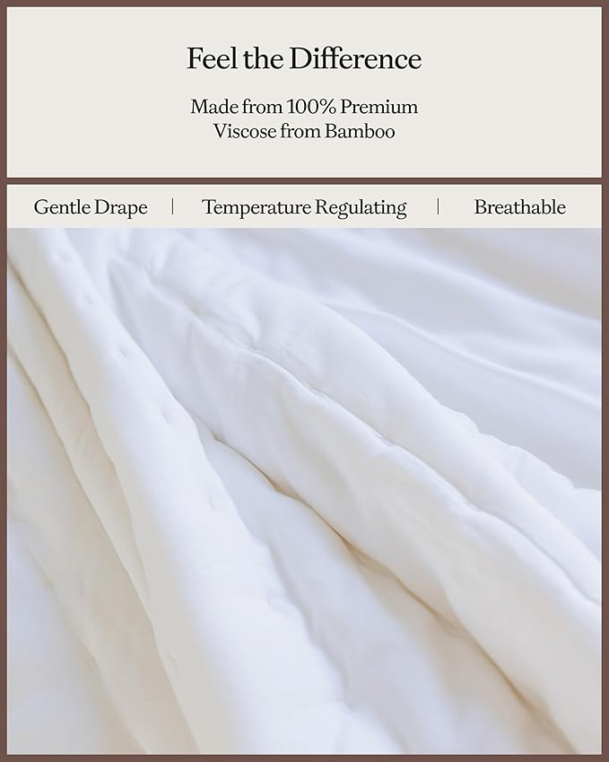 Cozy Earth Luxury Duvet Cover Queen - 100% Viscose from Bamboo - Ultra-Soft, Cooling & Lightweight Duvet Cover - Temperature-Regulating Bedding with Concealed Zip & Interior Snap Closures - White