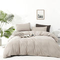 Cottonight Beige Coffee Comforter Set Full Khaki Bedding Comforter Set Solid Blanket Quilts Beige Modern Soft Breathable Taupe 3 Piece Classic Stylish Bedding Set for Full Bed