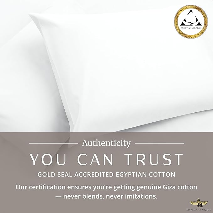 100% Egyptian Cotton Sheets Split King Size | 1200 Thread Count | CEA Gold Seal Certified | Ultra Soft | Cooling for Hot Sleepers | 18" Deep Pocket | Split King Size [White]