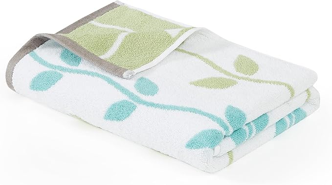 Modern Threads Organic Vines 6-Piece 100% Cotton Towel Set – Yarn Dyed Jacquard & Solid – Includes 2 Bath Towels, 2 Hand Towels, 2 Washcloths – Absorbent, Quick Dry, Soft & Durable – Sage Green