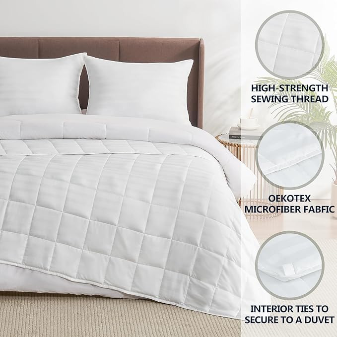 Weighted Blanket Queen/King Size (80"x87" 25lbs),Ultra Soft and Cozy Cooling Weighted Blanket for Adult,Heavy Blanket with Machine Washable Soft Blanket, White