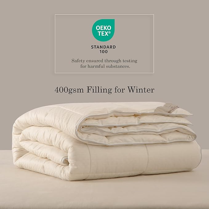 CUDDLE DREAMS Wool Comforter Duvet Insert, 100% Australian Wool Filling with Soft Noiseless Cotton Shell, Natural Warmth (Heavyweight for Winter, King)