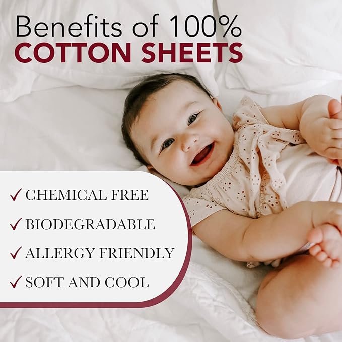Red Land Cotton Luxury Sheet Set | 100% American Grown Cotton Basics | Premium Hotel Ultra-Soft Lightweight 4 Piece USA Made Deep Pocket Fitted, Flat Sheet, & Pillowcases Percale Weave (Twin/White)