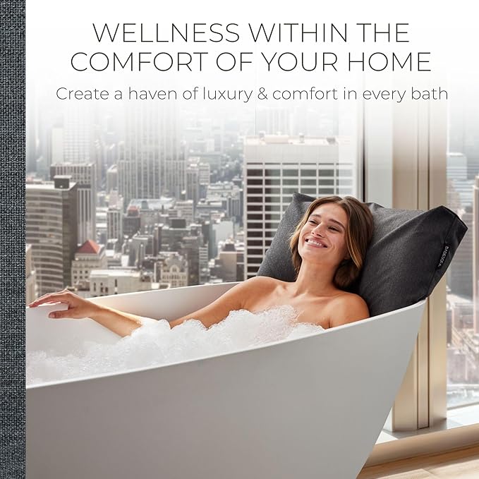 BADESOFA® Luxury Bath Pillows for Tub Full Body Set - 3-Piece Bath Pillow Set with Premium Materials & CleanDry+ - Bathtub Pillows for Head and Neck Support - Tub Pillow for Bathtub in Charcoal