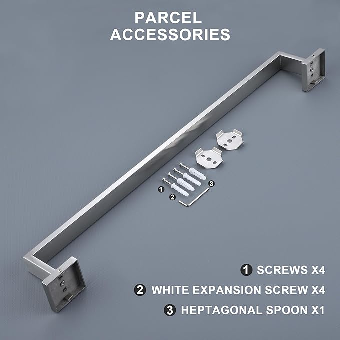 LANC 24 Inch Bathroom Towel Bar Wall Mounted Bath Hand Towel Holder Brushed Nickel Towel Hanger Square Towel Rail Shower Towel Rod for Kitchen Bedroom Modern Towel Rack, A8804BN-6P1