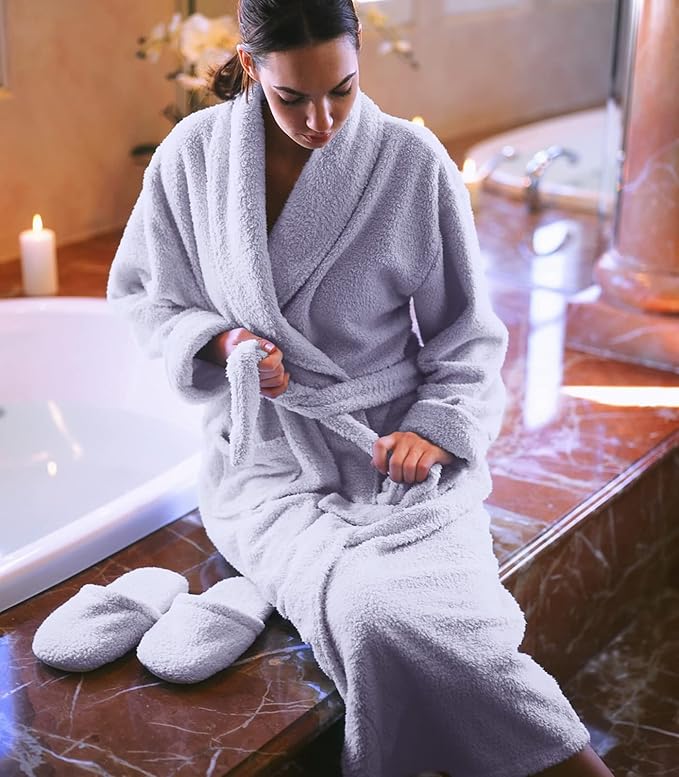 Plush Microfiber Fleece Robe | Super Soft & Warm | Lightweight | Full Length