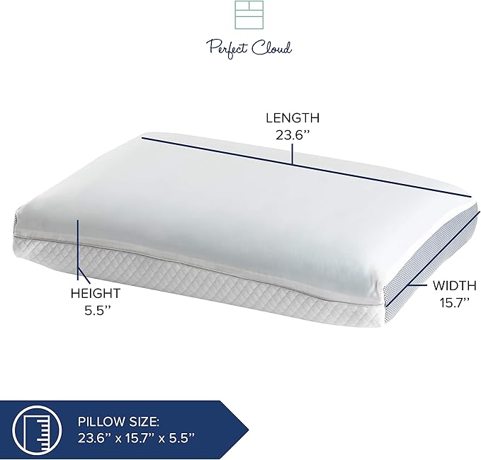 Perfect Cloud Dual Option Cooling Gel Pods Memory Foam Bed Pillow for Sleeping - 5.5-inch Breathable Medium-Loft (Standard)