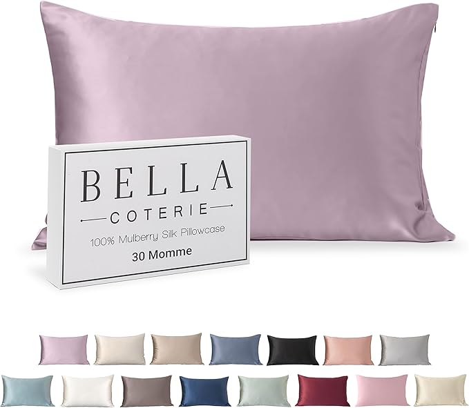 Bella Coterie Luxury Silk Pillowcase for Hair and Skin | 30 Momme | 100% Pure 6A Mulberry Silk | Super Soft | Perfectly Plush [Standard, Lilac]