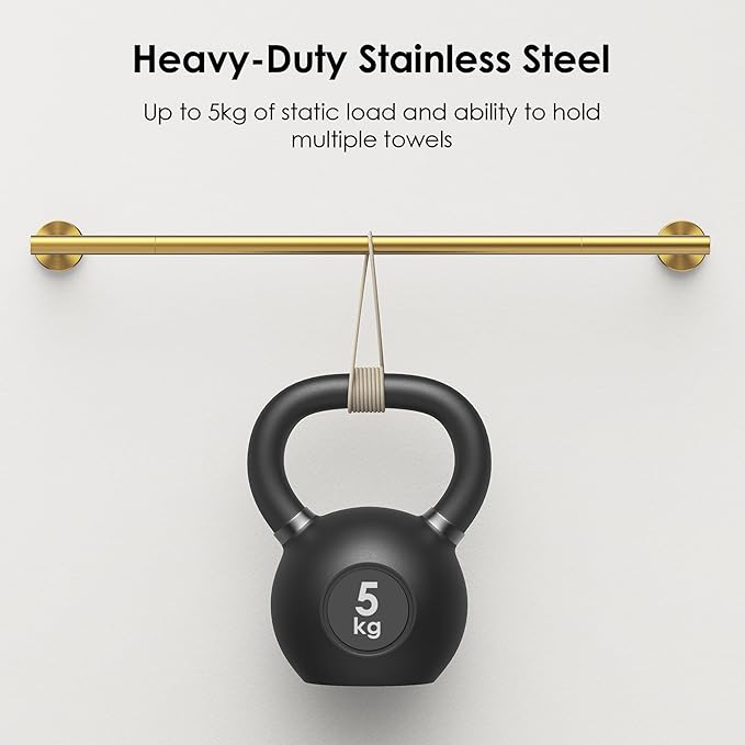 FORIOUS Bathroom Hardware Accessories Set, SUS304 Stainless Steel 24 Inch Towel Bar Set, Modern Towel Racks Holder for Bathroom Wall Mounted, 4 Pieces, Brushed Gold