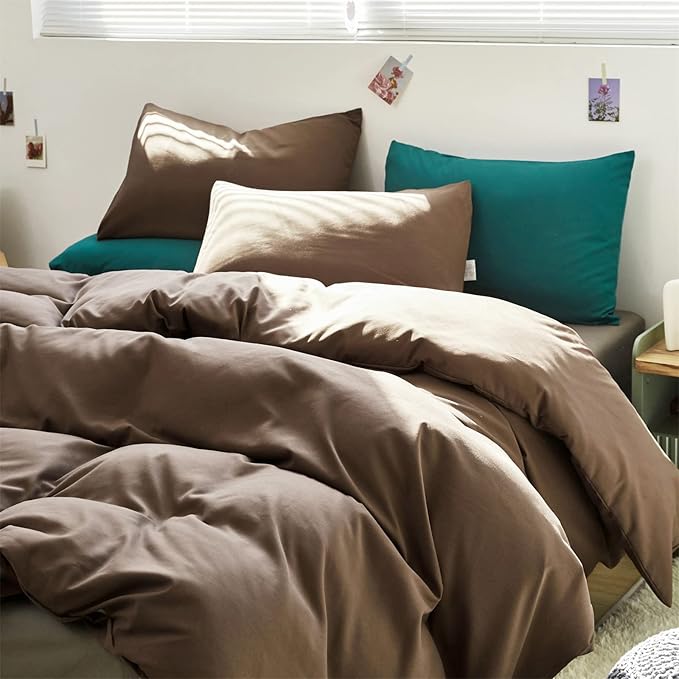Cottonight Brown Comforter Set California King Bedding Set Solid Modern Chocolate Color Blanket Quilts Soft Fashion Solid Cal King Set for Women Men