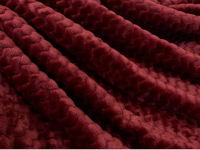 PAVILIA Maroon Red Couch Blanket Throw Reversible Sherpa Chevron, Soft Cozy Jacquard Weave Textured Blanket Sofa Bed, Thick Warm Large Fleece Car Blanket, Plush Home Decor Gift, 50x60 Burgundy Wine