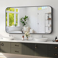 Koonmi Black Framed Bathroom Mirror - 30x55 Inch Shatterproof Tempered Glass Vanity Mirror for Bathroom Sink, Wall Mounted with Matte Aluminum Alloy Frame, No Distortion, Modern Decor