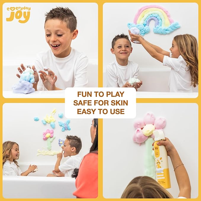 Fluffy Foam Soap for Kids Bath and Hand Washing - Hypoallergenic Fun Colorful Foamy Cleanser for Sensory Play, Bathtime Art, Washing - Moisturizing Formula with Aloe and Hyaluronic Acid - 5 Pack