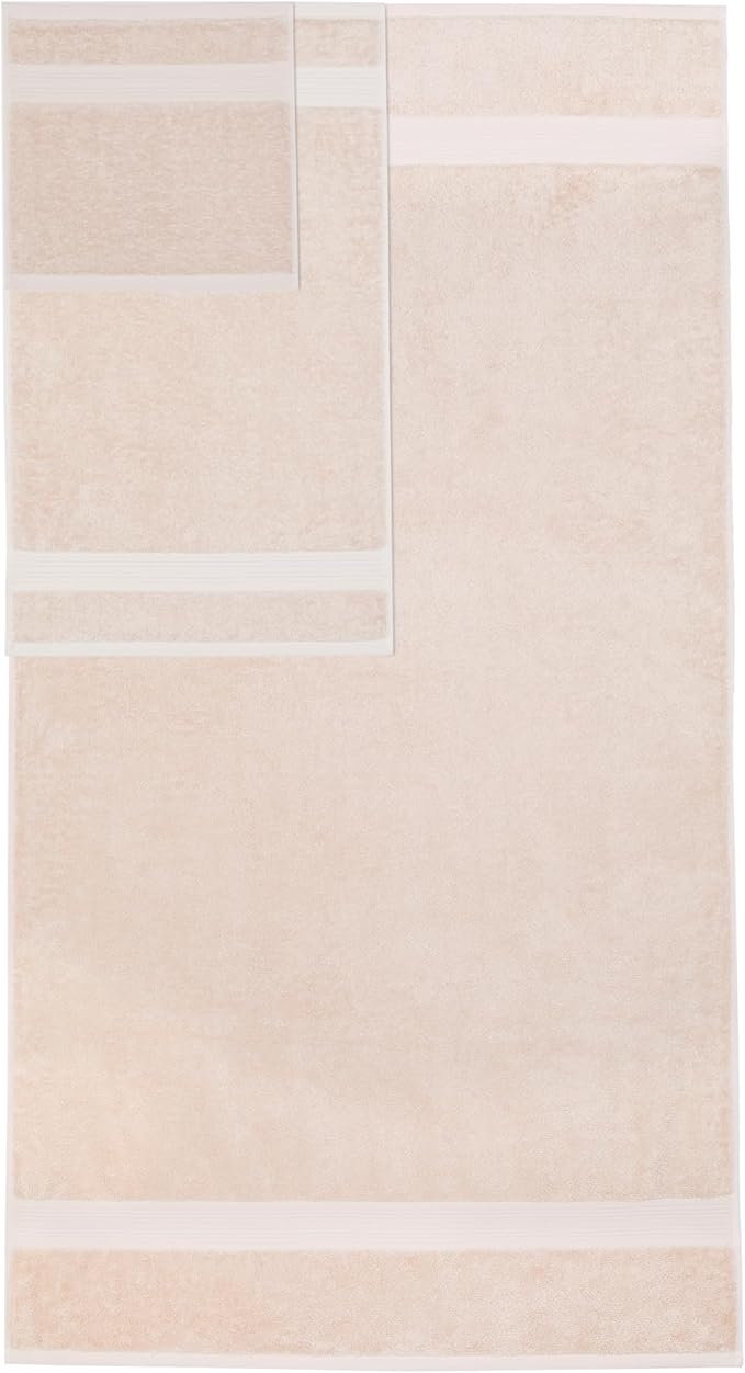 Amazon Basics Fade Resistant Bath, Hand and Washcloth Towel Set, 100% Cotton, Set of 6, 30 x 54 inches, Blush Pink