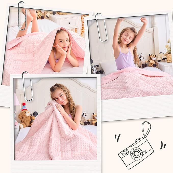 yescool Pink Weighted Blanket 5 Pounds, Blanket Gifts for Girls, Small Weighted Throw Blankets Washable Heavy Blankets, Winter Weighted Comforter for 40-70lbs, 36 * 48in