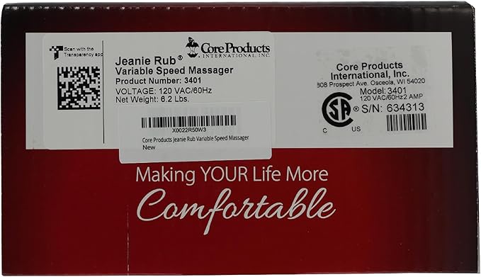 Core Products Jeanie Rub Variable Speed Massager, Deep Tissue Back Massager for Pain Relief, Body Massager for Shoulder Massage, Lumbar, Neck, Lower Back & Cellulite Massage