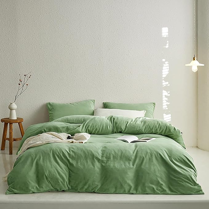 Cottonight Sage Velvet Fluffy Flannel Bedding - Twin Light Green Plush Comforter Set With Blanket & Quilts - Warm & Soft for Women & Men