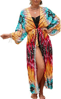 Women Casual Open Front Lightweight Cardigan Long Beach Kimono Cover Up