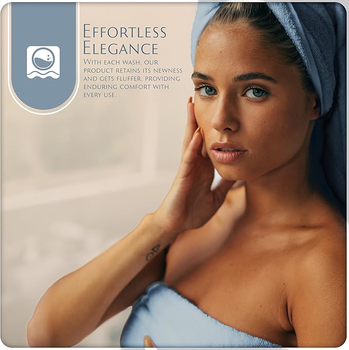 MAURA Basics Bath Towel Sets for Bathroom with Hanging Hook Loops. 2 Bath Towels, 2 Hand Towels, 2 Washcloths, Soft, Durable, Long Lasting and Absorbent Towels Set, Blue Gray