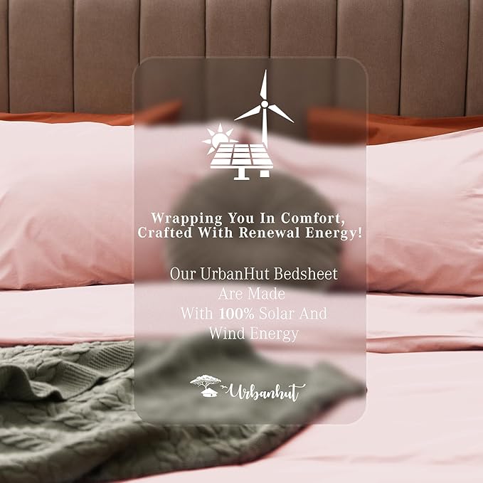 URBANHUT 700 Thread Count Queen Size Egyptian Cotton Sheets, 4Pc Sheet Set Soft Luxury Bed Sheets for Queen Size Bed, Sateen Weave Hotel Sheets, 16'' Elasticized Deep Pocket - Blush Pink