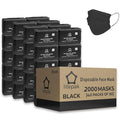 2,000pcs Disposable Face Masks- 3 Ply Breathable Mask For Adults - Black (40 Packs of 50)