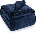 Sivio Sherpa Fleece Weighted Blanket for Adult, 20lbs Heavy Fuzzy Throw Blanket with Soft Plush Flannel, Reversible Full-Size Super Soft Extra Warm Cozy Fluffy Blanket, 60x80 Inch Dual Sided Navy Blue