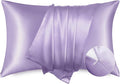 Bedsure Satin Pillowcase with Zipper, Similar to Silk Pillow Cases 2 Pack, Silky & Soft Satin Pillow Cases Standard Size for Hair and Skin, Lavender Pillow Covers, Gifts for Women Men, 20x26 Inches