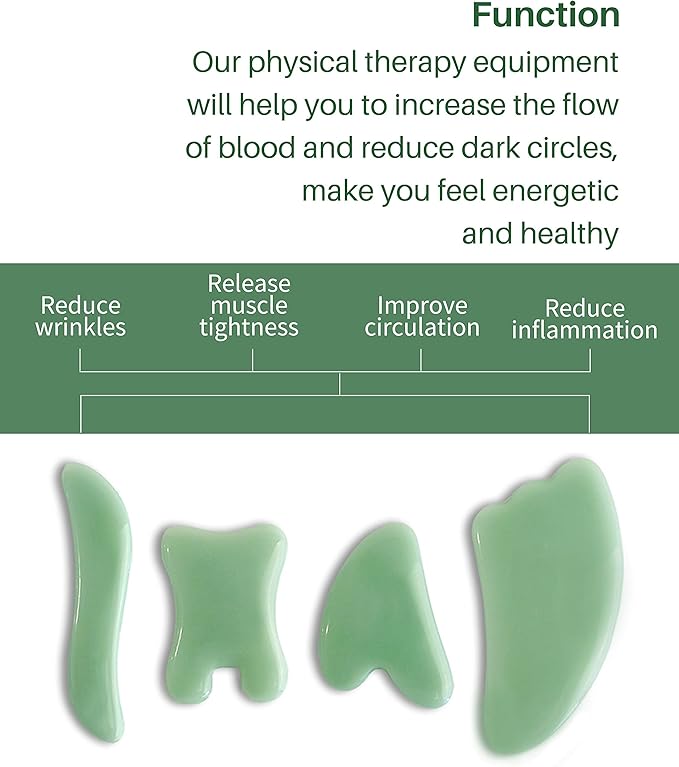 MoHern Gua Sha Massage Tools, 4 Pcs Gua Sha Tools of Multi-Shapes, Guasha Scraping Massage Tools for Face and Body (Light Green)