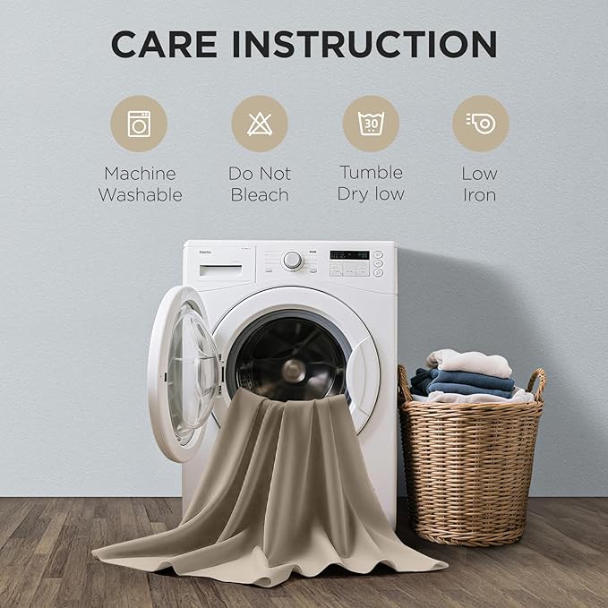 Joydeco Blackout Curtains 63 Inch Length 2 Panels Set, Thermal Insulated Long Curtains& Drapes 2 Burg, Room Darkening Grommet Drapes for Living Room Bedroom Window (W52 x L63 Inch, Light Beige)