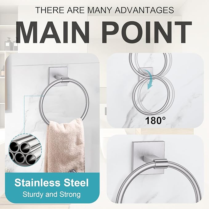 Brushed Nickel Toilet Paper Holder Towel Bar Set, 5 Pieces Bathroom Hardware Accessories Set, 23.6 Inch Stainless Steel Towel Racks for Bathroom Wall Mounted