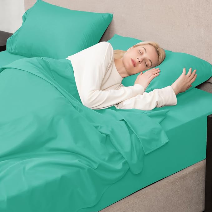 Mejoroom Twin Sheet Set - Hotel Collection Twin Sheets - Bedding Sheets & Pillowcases with Deep Pocket Fitted Sheet, Breathable, Wrinkle & Fade Resistant - 3 Piece(Mint)