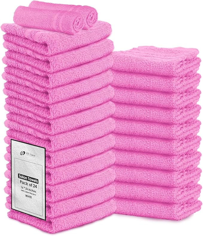 Hand Towels (Pack of 24) Pink Economy Towels Salon Towels - 100% Cotton Spa Towel – 16 x 27 Inches Highly Absorbable, Facial, Gym Towel, Hair, Face Towel Bulk