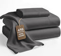 LANE LINEN Twin Bed Sheets – 450 Thread Count 100% Mercerized Cotton, Soft & Cooling Sateen Weave, 15” Deep Pocket Fully Elasticized Fitted Sheet, Luxury Hotel Bedding, Charcoal