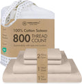 Threadmill King Size Sheets for King Mattress | 800 Thread Count Jacquard Celine Light Beige | Better Than Egyptian Cotton | 4 Pc Bed Sheets | Damask Sheet Fits 16'' Deep Pocket | 100% Cotton Sheets
