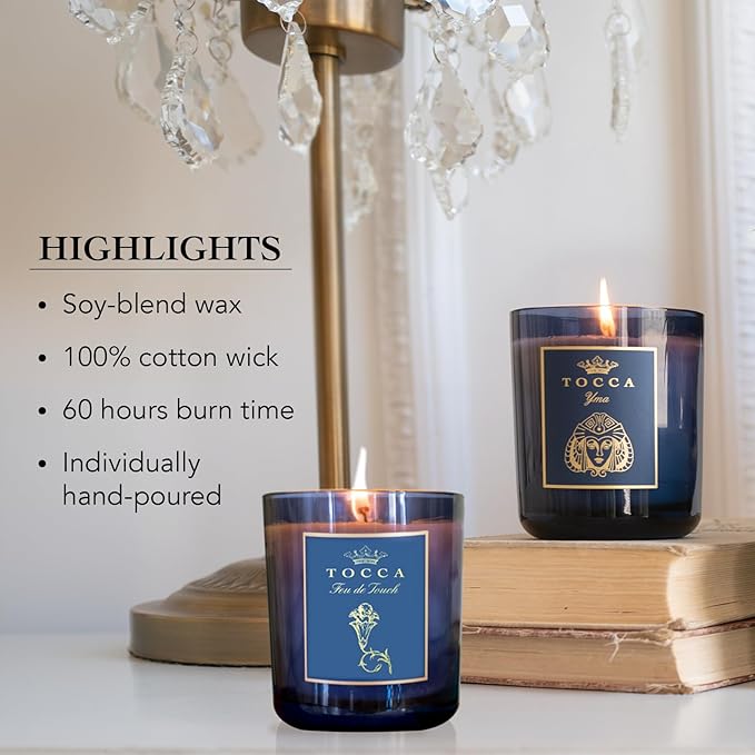 TOCCA Kyoto 10oz Candle - Kinmokusei Flower & Apricot Scented, Hand Poured Soy-Wax Blend with 100% Cotton Wick, 60 Hour Burn Time