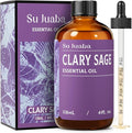 SU JUABA Clary Sage Oil Essential Oil 4 Fl Oz, 100% Pure Natural for Anxiety Relief, Skin, Hair,Diffuser, Aromatherapy -118ml